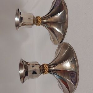 SILVER PLATE CANDLE HOLDERS Vintage Pair 1991 Candlesticks International Co